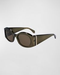 Ferragamo - Sculptural Plastic Oval Sunglasses - Lyst