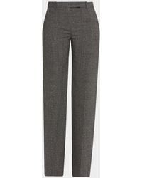 McQueen - Prince Of Wales Wool Straight-Leg Trousers - Lyst