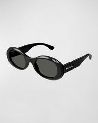 Gucci - Logo Acetate Oval Sunglasses - Lyst