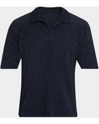 Homme Plissé Issey Miyake - Apos;S Basics Pleated Johnny Collar Polo Shirt - Lyst
