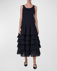 Akris - Organza Grid Midi Dress With Plisse Layer Skirt - Lyst