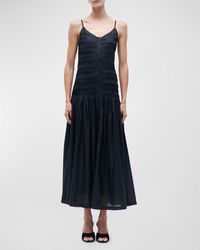 Figue - Holkham Pleated Button-Front Maxi Dress - Lyst