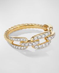 David Yurman - Stax Chain Link Ring With Diamonds In 18k Gold, 7mm, Size 7 - Lyst