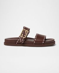 Fendi - Feel Topstitch Leather Slide Sandals - Lyst