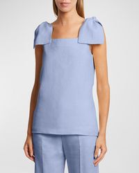 Chloé - Linen Canvas Top With Bow Details - Lyst