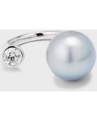 Belpearl - 18k White Gold Gray Tahitian Pearl And Diamond Statement Ring, Size 7 - Lyst
