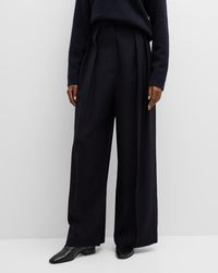 The Row - Crissi High-Rise Double-Pleated Wide-Leg Crepe Pants - Lyst