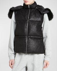Moncler - Mergule Puffer Vest With Faux Fur Hood - Lyst