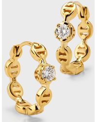 Hoorsenbuhs - 18k Yellow Gold 12mm Tri-link Diamond Huggie Earrings - Lyst