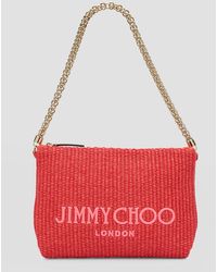 Jimmy Choo - Callie Logo Raffia Shoulder Bag - Lyst
