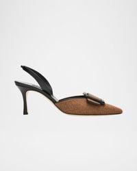 Manolo Blahnik - Mayslibi Wool Buckle Slingback Pumps - Lyst