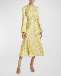 Santorelli - Callie Floral-Print Blouson-Sleeve Midi Dress - Lyst