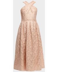 Shoshanna - Ivanna Pleated Metallic Jacquard Midi Dress - Lyst