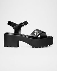 Tory Burch - Turnlock Leather Lug-Heeled Platform Sandals - Lyst