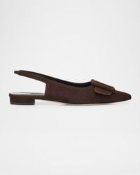 Manolo Blahnik - Maylura Suede Slingback Ballerina Flats - Lyst