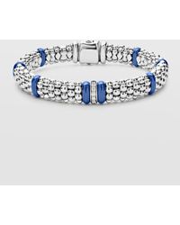 Lagos - Blue Caviar Ultramarine Ceramic 1-diamond Link Smooth 9mm Rope Bracelet - Lyst