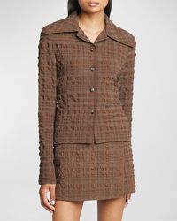 Nanushka - Lotte Button-Front Check Seersucker Shirt - Lyst