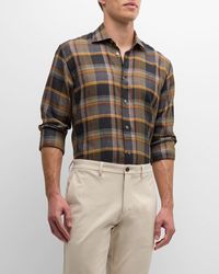 Baldassari - Linen Plaid Casual Button-Down Shirt - Lyst