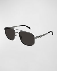 Alexander McQueen - Double-bridge Metal Aviator Sunglasses - Lyst