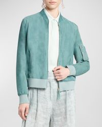 Giorgio Armani - Suede Zip-Front Bomber Jacket - Lyst