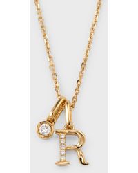 Frederic Sage - 18k Yellow Gold Diamond Initial Necklace, R - Lyst