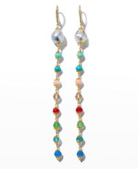 Fern Freeman Jewelry - 18k Wire Wrap Line Earrings With Tahitian Pearls - Lyst