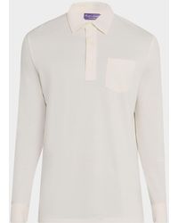 Ralph Lauren - Cotton And Cashmere Long-Sleeve Pocket Polo Shirt - Lyst