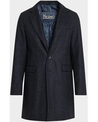 Herno - Apos;S Wool-Blend Herringbone Top Coat - Lyst