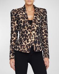 L'Agence - Bethany Structured Jacquard Leopard Blazer - Lyst