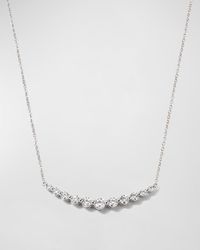 Memoire - 18k White Gold Diamond Curved Bar Pendant Necklace - Lyst