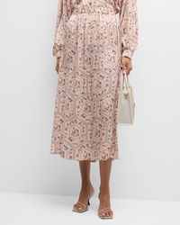 Misook - Floral-print Crepe De Chine Midi Skirt - Lyst