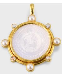 Elizabeth Locke - 18th Century 35mm Gambling Counter Pendant With Pearls And Moonstone - Lyst