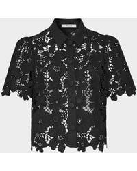 MILLY - Addison Roja Cropped Floral Lace Top - Lyst