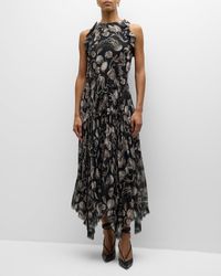 Jason Wu - Marine Print Pleated Chiffon Midi Dress - Lyst