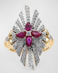 Stephen Dweck - Ruby And Diamond Flower Statement Ring, Size 7 - Lyst