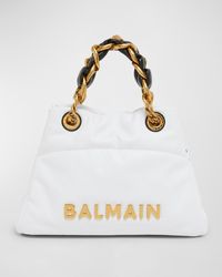 Balmain - 1945 Soft Small Cabas Tote Bag In Embossed Leather - Lyst