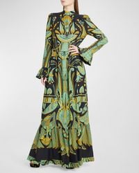 La DoubleJ - Visconti Printed Flounce Maxi Dress - Lyst