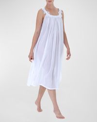 Celestine - Ronya-1 Ruched Lace-Trim Cotton Nightgown - Lyst