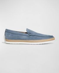 Tod's - Nuova Pantofola Comma Rafia Tv Suede Loafers - Lyst
