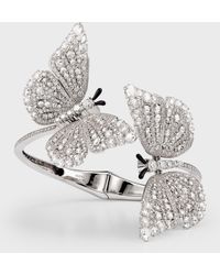 Staurino - 18k White Gold Diamond 2 Butterfly Bracelet - Lyst