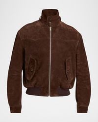 McQueen - Apos;S Harrington Cropped Leather Bomber Jacket - Lyst