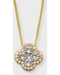 Neiman Marcus - 18k Yellow Gold Pave Gh/si Diamond Flower Pendant On 18" Chain, 0.68tcw - Lyst