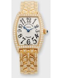 Franck Muller - Cintree Curvex 18k Yellow Gold Diamond Pave Bracelet Watch - Lyst