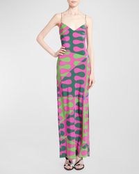 Emilio Pucci - Abstract-Print Sleeveless Slit-Hem Maxi Slip Dress - Lyst