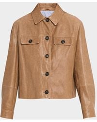 Brunello Cucinelli - Button-Down Leather Jacket - Lyst