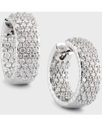 Zydo - 18k White Gold Pave Hoop Earrings With Diamonds - Lyst