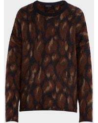LAPOINTE - Oversized Leopard Jacquard Crewneck Sweater - Lyst