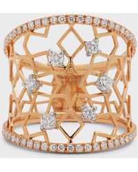 Staurino - 18k Rose Gold Moresca Ring With Diamonds, Size 7.25 - Lyst