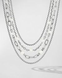 David Yurman - Dy Madison Multi Row Chain Necklace With Pearls In Silver, 10.5mm, 19.5"l - Lyst