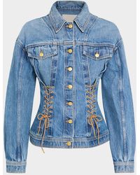 Ulla Johnson - Naomi Lace-Up Denim Jacket - Lyst
